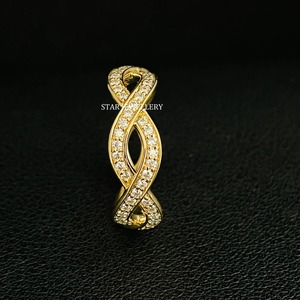 14K Solid Gold Natural Diamond Christian Luxury <b>Infinity</b> Eternity Wedding Ring - Product Image 4
