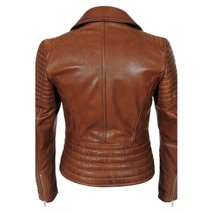 2025 OEM Collection d'hiver Veste en cuir marron véritable pour femme 100% Vestes en cuir chauffantes de haute qualité à quantité minimale de commande bas grande taille - Product Image 2