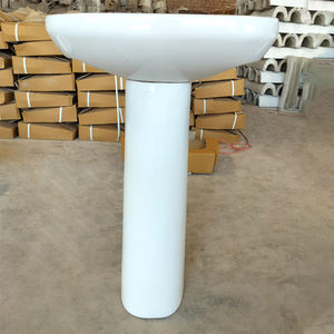 Lavabo de Cerámica de Diseño Moderno con Pedestal, Lavamanos de Alta Calidad para Baño y Cocina - Product Image 3