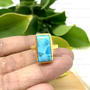 Anillo turquesa de Arizona más vendido 9x18mm rectángulo 925 plata esterlina fina 18K chapado en oro Eternity Vermeil joyería de mujer - Product Image 4