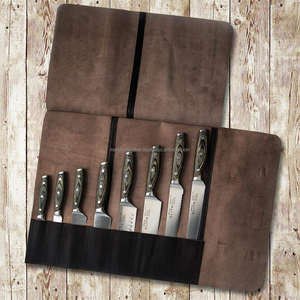 Organisateur de couteaux de chef en cuir de vachette véritable, de luxe, anti-odeur, durable, portable, sac de chef, étui pour ustensiles de cuisine LSKR-0066 - Product Image 6