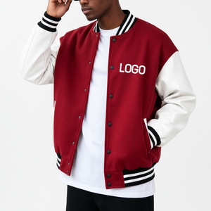แจ็กเก็ตเบสบอลรุ่นท็อปเสื้อทีมโรงเรียนมีโลโก้ตามสั่งสีบล็อกหนา - Product Image 5