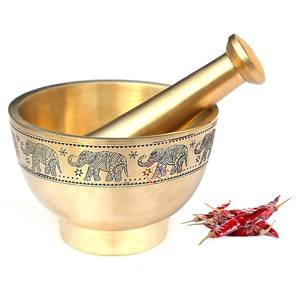 Juego de mortero de latón hecho a mano, diseño moderno para hierbas, condimentos, molinillo de Medicina, el mejor precio de mayorista, Material plástico - Product Image 1