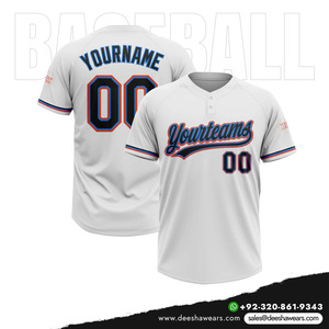 Deesha porte un maillot à deux boutons sur mesure, vêtements de sport respirants pour baseball et softball, antibactériens, à séchage rapide, évacuation de l'humidité - Product Image 3