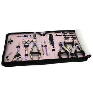 Pince à extension de cheveux Microlink rose avec logo personnalisé avec pinces à cheveux et boucle de traction Kit d'outils d'aiguilles en acier inoxydable de types C - Product Image 1