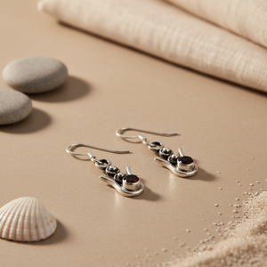 Boucles d'oreilles clous tendance pour femme en argent sterling 925 plaqué or rose avec grenat, topaze et diamant, motif floral, bijoux cadeau - Product Image 2