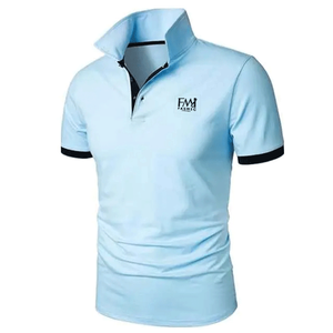 Personalizable 100% algodón para camisetas de polo para hombres cuello abotonado y manga corta patrón sólido tela de lona - Product Image 3
