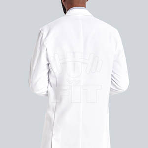 เสื้อโค้ทสำหรับห้องแล็บสไตล์สูงมาใหม่ทำจากผ้าฝ้าย100% ระบายอากาศและกันน้ำได้สีทึบ - Product Image 4