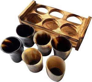 Verre à boire en corne éco-responsable de style animalier, gravé sur mesure pour festivals médiévaux et événements de jeu de rôle, idéal pour la bière et le café - Product Image 1