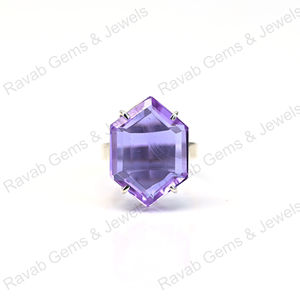 Anillo Vintage de Plata de Ley 925 de Alta Calidad, Chapado en Oro, con Amatista Morada, Corte Hexagonal, para Mujer, con Engaste de Bisel, para Fiesta - Product Image 1