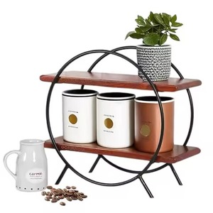 Modern Circular Metal Frame & Wood Wall Mounted Floating <b>Shelf</b> 3-Tier Decorative Display Rack Kitchenware Use Cabinet Spice Rack - Product Image 1