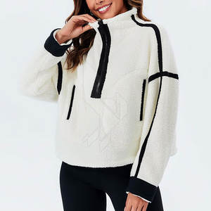 Women's Casual Unlined <b>Sherpa</b> Fleece Sweatshirt Turn-down Collar Breathable Streetwear Winter Featuring Front Logo Custom Colors - Product Image 1