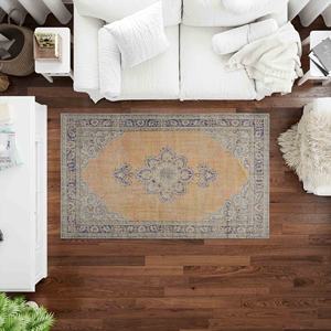 Floral Medallion Turkish <b>Rug</b>: Antique Style Farmhouse Decor,<b>Chenille</b> <b>Rug</b> - Product Image 2