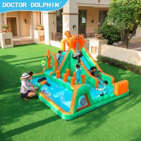 Structure gonflable aquatique pour enfants en tissu Oxford épaissi, avec double toboggan, mur d'escalade et piscine à jets, pour fêtes de jardin, OEM