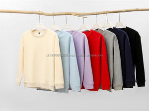 <b>Red</b> Oversized Crew Neck Sweatshirts for Couples 400 Grams Fleece-Lined Solid and Print Pattern Casual Long Style for Winter - Product Image 6