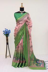 Saree traditionnel indien de créateur à séquence lourde Vêtements en chinon de haute qualité pour adultes pour mariages et fêtes - Product Image 5