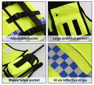 Nouveau gilet de sécurité unisexe à fermeture éclair, haute visibilité, maille réfléchissante fluorescente, 4 poches, respirant, séchage rapide, polyester, travail - Product Image 6