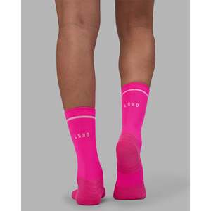 Calcetines Deportivos Transpirables de Punto para Niñas 2.0 - Rosa Neón-Blanco, Alta Calidad, Absorben el Sudor, para Uso Diario - Product Image 3