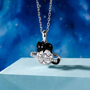 Collier pendentif raffiné Jeulia Petland personnalisé Chat Noir Planète avec pierre de naissance - Product Image 4