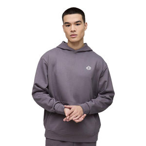 Charcoal Grey Heavyweight Fleece Hoodies Hombres 400 GSM Oversized Fit Pullover Streetwear Sudadera con Logo Bordado OEM - Product Image 1