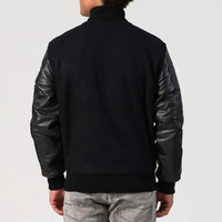 Veste varsity noire pour homme Skyler, manches en polyester, col marin décontracté, coupe régulière, imperméable, matelassée, fermeture éclair