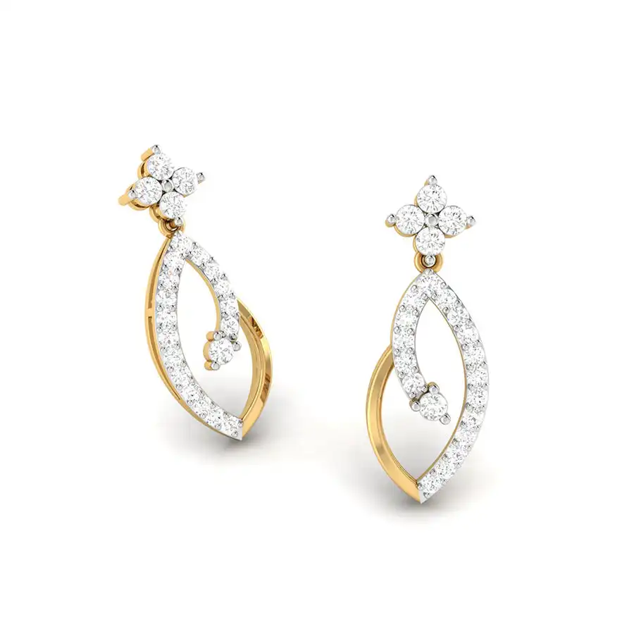 Boucles d'oreilles en diamant rond et taille émeraude les plus vendues pour les boucles d'oreilles de mariage pour filles destinées à l'exportation depuis l'Inde