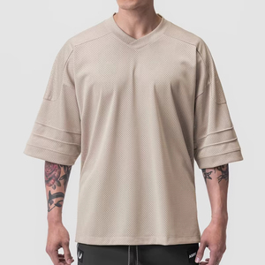 Personalizada de los hombres de la vendimia de malla Boxy camisetas de fútbol Jersey de gran tamaño Streetwear Estilo Casual con impresión digital camiseta de los hombres - Product Image 1