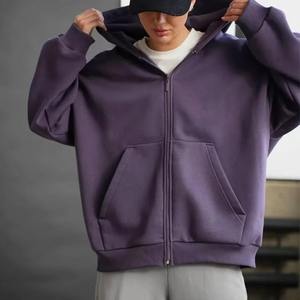 Veste polaire épaisse avec fermeture éclair complète unisexe personnalisée sweats à capuche surdimensionnés hommes femmes hiver chaud Streetwear Logo dos sweats à capuche longs décontractés - Product Image 2