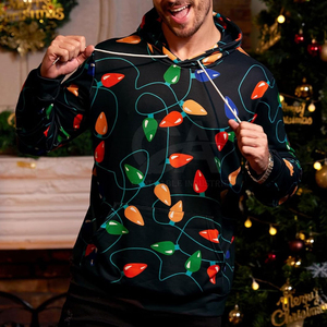 Sudadera CON CAPUCHA DE Navidad para hombre 100% algodón transpirable estampado completo diseño bolsillo cálido invierno suelto tejido frontal - Product Image 6