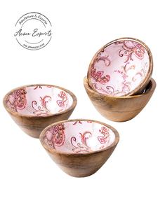 Bol en bois multicolore au design personnalisé avec finition émaillée, utilisé pour le stockage et le service de fruits et légumes - Product Image 4