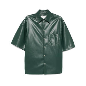 Chemises en cuir décontractées pour hommes de haute qualité, best-sellers, avec logo personnalisé, design personnalisé, manches courtes, couleur unie, pour la vente d'hiver - Product Image 1