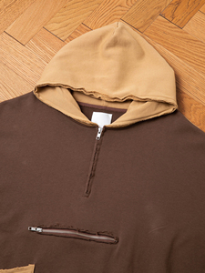 Nouveau poids lourd Vintage en détresse français Terry Zip lavage à l'acide à capuche recadrée coupe ample sans ficelles vêtements d'automne - Product Image 4