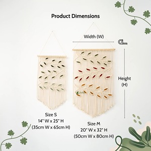 Suspension murale en macramé blanc artistique avec motif de feuilles pour les intérieurs modernes, décoration murale élégante et accent décoratif - Product Image 5