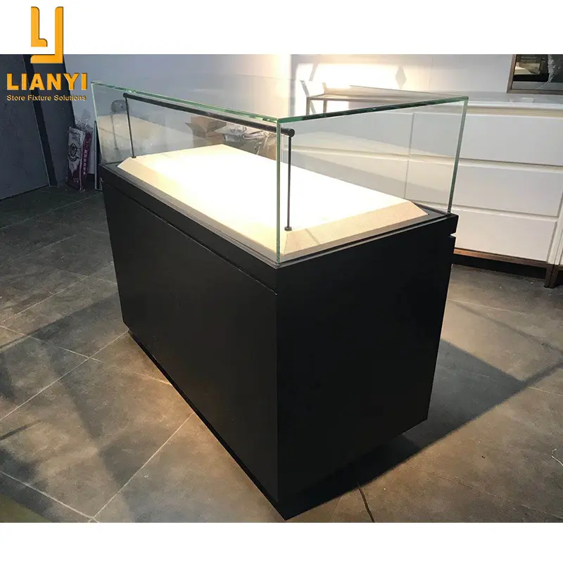 Collectible Display Table Case and Museum Showcase with Hydraulic Opening System