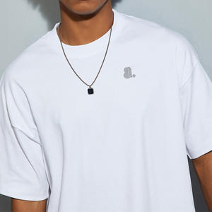 T-shirt pour homme en coton et fibre de bambou de haute qualité, couleur unie, surdimensionné, lourd, vintage, taille plus, respirant, uni - Product Image 5