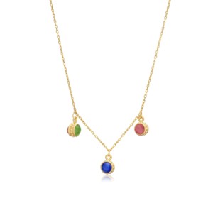 Collier Charme Balle Shaker Multicolore en Argent 925 pour Femme, Bijoux Turcs Faits Main en Gros - Product Image 1