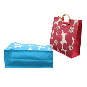 Sac fourre-tout en toile de jute en coton à imprimé floral à la mode Poignée de canne en forme de D en bois pour la plage ou Juco Shopping-Design élégant - Product Image 5