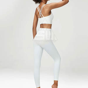 Conjunto de Yoga para mujer de diseño personalizado, reversible, sólido, de talla grande, de secado rápido, transpirable, ecológico, de alta calidad, 2 piezas, precio al por mayor - Product Image 3