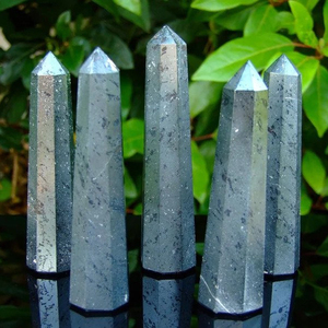 En gros Hématite Obélisque Poli Point Cristal Tour Pierre Naturelle pour Chakra Méditation Reiki Décoration de La Maison Amour - Product Image 1