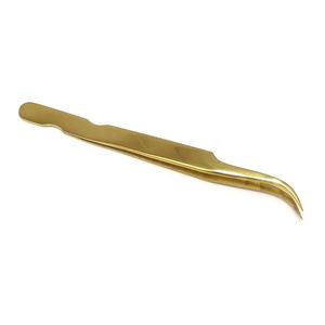 Pince à épiler d'extension de cils en acier inoxydable dorée personnalisée Outil de volume de pointe pointue pour une utilisation sous marque privée - Product Image 5