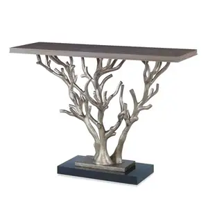 Fundição metal árvore ramo desenhar madeira topo console tabela luxo Personalizar design console tabela