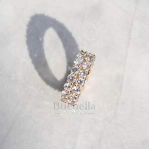 Venta caliente 18K Chapado en oro 925 Plata de ley Anillo DE TENIS doble Vvs Diamante Moissanite Hombres Anillo Joyería de regalo - Product Image 5