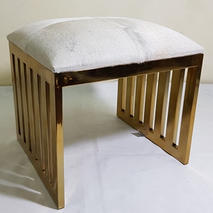 เก้าอี้สตูลแถบสแตนเลสแบบท่อพร้อมที่นั่งหนังแท้หนังสีเทาหรือเบาะผ้า - Product Image 4
