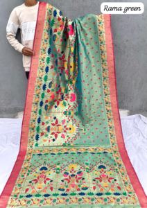 Couleur étonnante Beautiful Occasional Wear Premium Loom Silk Saree Blouse Avec Tissage Travail Indien Exportateur Et Fournisseur À Vendre - Product Image 3