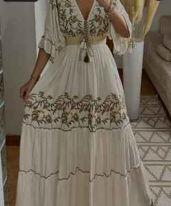 Fabrication de Robes Bohèmes pour Femme, Style Décontracté et de Soirée, Écologique, 100% Coton, Robe Longue Blanche Bohème Chic pour Fille - Product Image 1