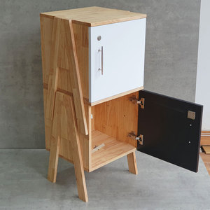 Ensemble de 2 casiers de rangement personnels empilables et verrouillables 40x40x72cm en bois de caoutchouc TCN68042 - Product Image 3