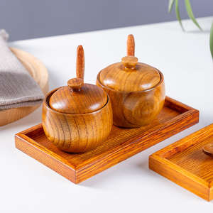 BAMBUS Jujube Art Déco – Ensemble de pots à épices portables multifonctionnels en bois, plusieurs pièces, capacité 150 ml, plateau à assaisonnements Diwali - Product Image 3