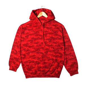 Sudadera con Capucha para Hombre, Invierno, Clásica, Roja, con Estampado de Camuflaje, Capucha con Cordón, Felpa Francesa, 100% Algodón, Cortavientos, Corte Holgado - Product Image 4