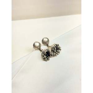 925 Silver Jhumka <b>Earrings</b> Tridha Plain Silver Cultural Collectible Jewelry - Product Image 2