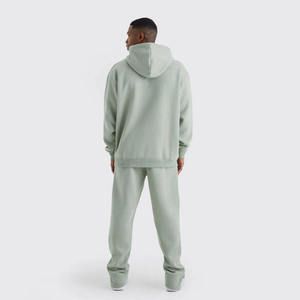 Elegante conjunto cortavientos de invierno verde polvo 80% Algodón 20% poliéster lavado ácido chándales hombros caídos acanalado alto transpirable - Product Image 6